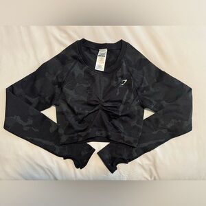 Gymshark Black Camo Seamless Cropped Workout Top